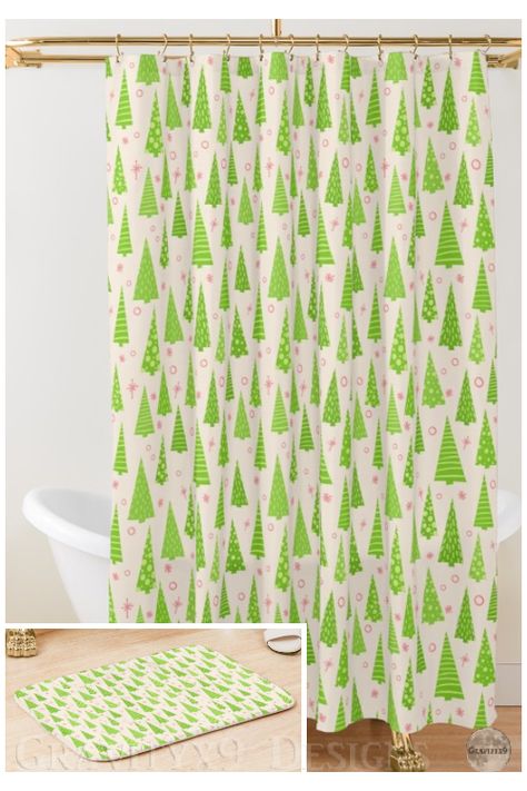 * #ChristmasDecor * Christmas Tree Pattern * #BathroomDecor * designed by #Gravityx9 * Shower Curtain and Matching Bath Mat, each sold separately at #Redbubble * Bath mat is available in two size options. Printed foam with non-slip bottom * #Ilovexmas * Christmas Bathroom decor ideas * shower room decor ideas * #Showercurtain #bathcurtain #bathtubcurtain #bathtubmat #bathroomdecor #bathroom #bathmat #bathroommat #floorrug #bathrug #Christmastrees  1019 Condo Inspiration, Tree Shower Curtain, Holiday Bathroom, Kids Bathroom Accessories, Christmas Decorations Apartment, Apartment Christmas, Bathtub Decor, Christmas Throw Blanket, Christmas Apartment