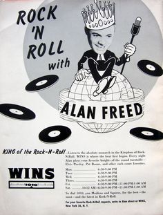 Alan Freed (WINS) Alan Freed, Big Bopper, Carl Perkins, Bill Haley, Ritchie Valens, Pat Boone, Rock N Roll Party, Advertising Flyers, Little Richard