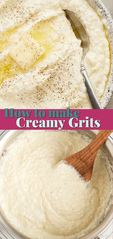 Grits Recipe Creamy, Grits Recipe Breakfast, Cheddar Grits Recipe, Grits Breakfast, Quick Grits, Instant Grits, How To Cook Grits, Creamy Grits, Cheesy Grits