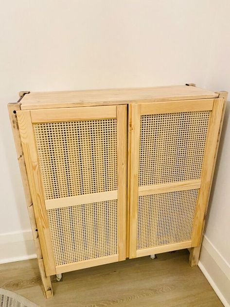 IKEA IVAR Hack - DIY Cane Radiator Cover | Hometalk Radiator Cover Uk, Cane Radiator Cover, Ikea Hack Radiator Cover, Radiator Cover Ideas Bedroom, Small Radiator Cover Ideas, Cover For Radiator Ideas, Ivar Hallway, Radiator Cover Ideas Diy, Radiator Cover Ideas Ikea