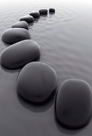 ~Black Stones in Water Image Zen, Wallpaper Stores, Nature Wallpapers, Stone Path, Foto Art, Black Pebbles, Black White Photos, Black N White, Land Art