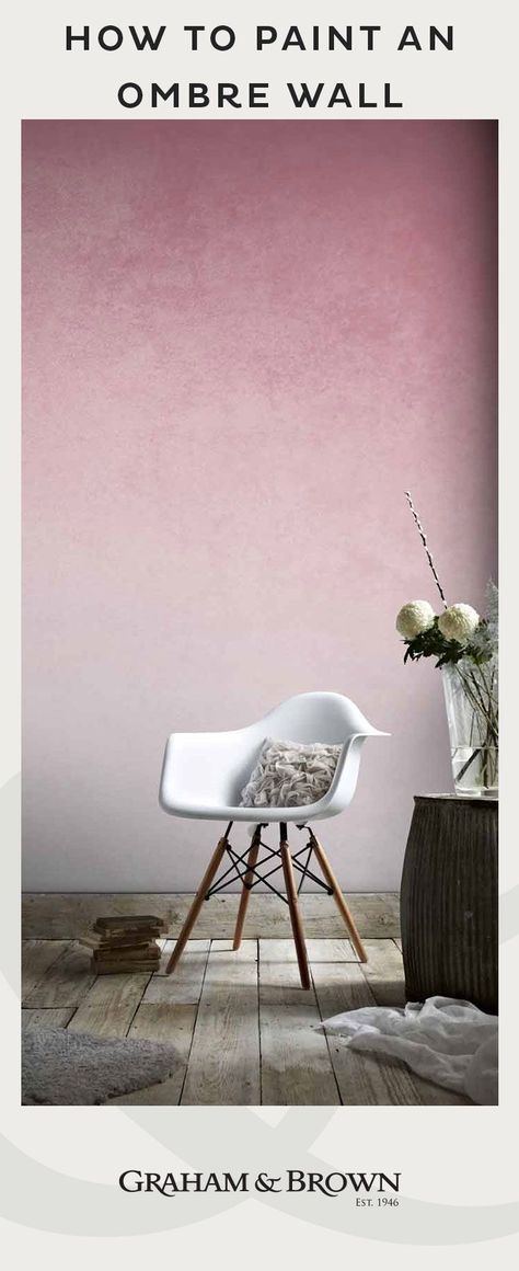 Subtle Wall Paint Design, Ombre Feature Wall, Ombre Living Room Walls, Pink And Purple Ombre Wall Paint, Ombre Effect Wall, Wall Ombre Painting, Ombre Wall Painting Ideas, Painted Ombre Wall, Wall Painting Effects