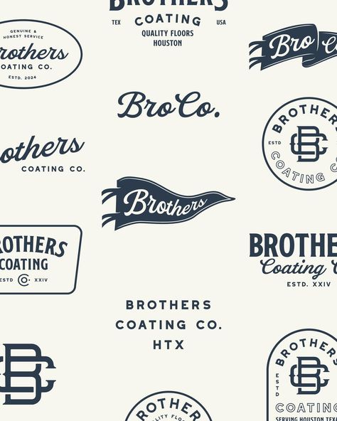 Celebrating the legacy of Brothers Coating Company through our design. This family-owned brand brings vintage cool to a whole new level. #FamilyTradition #VintageBrand #CreativeDesign #logodesign Vintage Company Logo, Legacy Branding, Traditional Logo Design, Heritage Branding, Branding Moodboard, Logo Variations, Family Logo, Merch Ideas, Family Brand