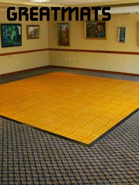 Portable dance floors are a great option for dance studios, cheerleading facilities, and home use. This style of flooring is available in multiple configurations, including roll, tile, and mat formats.  Making use of portable flooring for dance is easy, as the installation is a DIY process. You can put together the floors in very little time. Because this type of floor does not require adhesive during installation, you can pick up and store the parts when they are not in use. Easy Dance Floor Diy, How To Make A Dance Floor, Portable Flooring, Dance Floor Made Of Rugs, Event Flooring, Plastic Floor Tiles, Dance Floor Rental, Portable Dance Floor, Gym Space