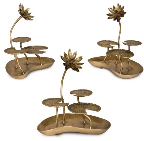 Lotus Concept, Flat Mushrooms, Leaf Lamp, Leafy Pattern, Lotus Sculpture, Diy Floral Decor, Copper Interior, Diwali Decorations At Home, Diwali Decoration Items