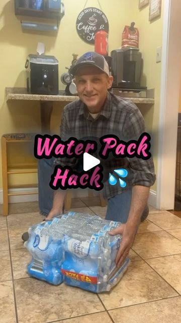 Suzy Turner 🔆 Makeup • Skincare • Hair 🔆 on Instagram: "Try this neat little hack the next time u buy a case of water. We love it and it’s so much easier to get the water out! I love a good hack! #lifehacks #kitchenhacks #water #hydration #watertok #staythirsty #seintartist" Bottled Water Storage, 5 Gallon Water Bottle, Water Hydration, Water Bottle Storage, Water Storage, I Love A, Repurposed Furniture, Carrying Case, Makeup Skincare