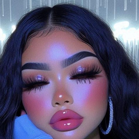 Pink Baddie Makeup Looks, Colorful Baddie Makeup, Alt Baddie Makeup, Futuristic Makeup Looks Black Women, Gothic Baddie Makeup, Conturing Makeup, Makeup Baddie, Feminine Makeup, Dark Makeup Looks