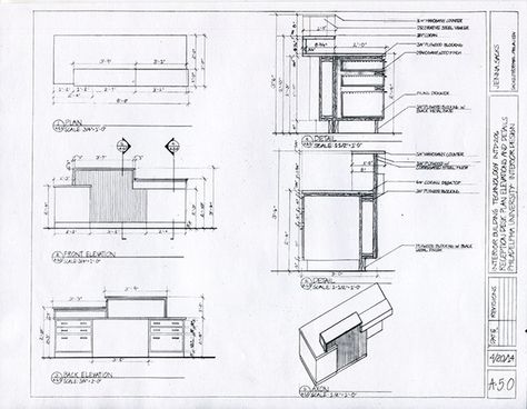 Reception Desk Drawing, Reception Desk Plans, Hotel Room Design Bedrooms, Upscale Office, Furniture Details Drawing, Section Detail, Office Conference Room, Custom Reception Desk, Ada Bathroom