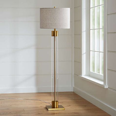 All Lighting | Crate and Barrel Create And Barrel, Cylinder Floor Lamp, Floor Lamps Modern, Coastal Flooring, Tall Floor Lamps, Standing Lamps, Style Mood Board, Brass Floor, Glass Floor Lamp