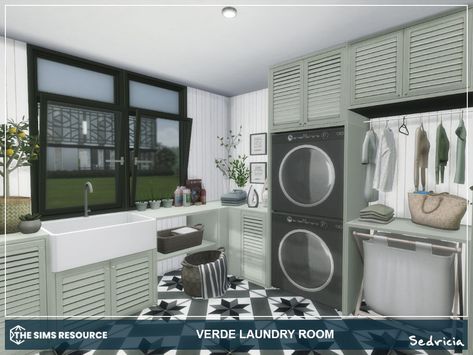 Resource Furniture, Sims 4 Bedroom, Sims 4 House Building, Retro Wallpaper Iphone, Sims Community, Sims 4 Houses, Retro Wallpaper, Laundry Room Decor, Sims 4 Cc