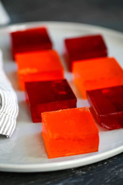 Nana's Finger Jello is possibly the easiest - and ask my menagerie, the most delicious! - thing to come out of my kitchen.  Any dessert that takes just five minutes and three ingredients to prepare is a winner in my book.  #jello #gelatin #easyrecipe #easydesserts #kids #children Finger Jello, Jello Jigglers, Jello Gelatin, Jello Desserts, Jello Recipes, Raspberry Cheesecake, Classic Desserts, Three Ingredient, Best Dessert Recipes