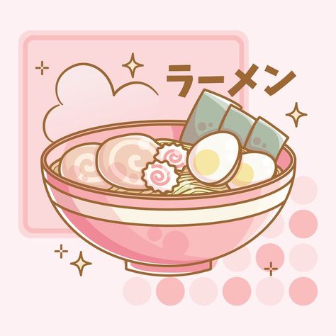 Cute illustration of a hot ramen bowl! Kawaii design perfect for you who loves ramen or Japanese food in general. It can be also given as a birthday or Christmas gift to your friends who also loves this traditional Japanese noodle dish. In the text (ラーメン) you can read the word ramen written in Japanese katakana. Visit my store for more cute designs! Link: LuYukari.redbubble.com Cute Meals, Japanese Noodle Dish, Hot Ramen, Japanese Katakana, Japanese Food Illustration, Food Doodles, Noodle Dish, Arte 8 Bits, Japanese Drawings