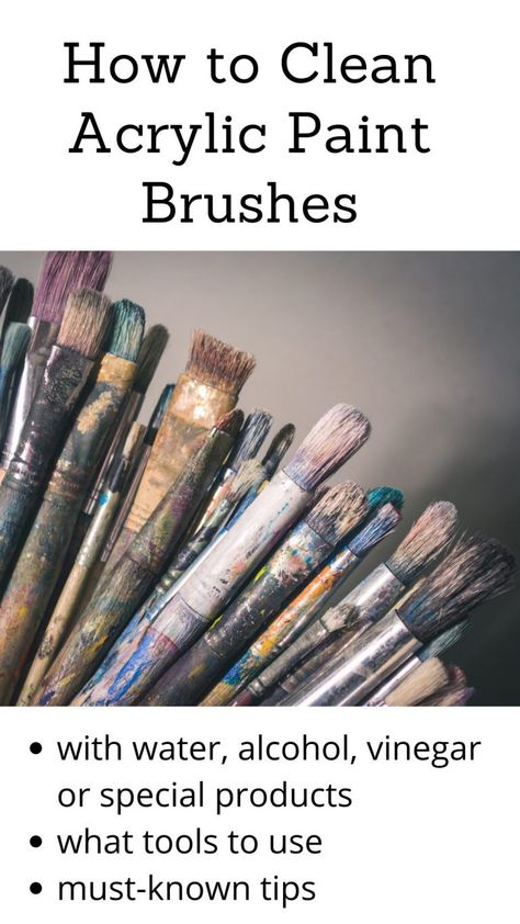 How to Clean Acrylic Paint Brushes [The Ultimate Cleaning Guide] | ACRYLIC PAINTING SCHOOL Make Brushes, Cleaning Paint Brushes, Natural Hair Brush, Painting School, Acrylic Tutorials, Acrylic Nail Brush, Acrylic Paint Brushes, Cleaning Guide, Acrylic Brushes