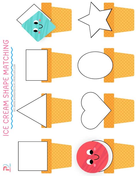 Ice Cream Shape Matching Free Printable Shape Of The Week Activities, Shapes Recognition Activities, Should I Share My Ice Cream Activities Preschool, Fun Shape Activities For Preschool, Ice Cream Math Activities For Preschool, Shape Matching Activity For Toddlers, Shapes Week Preschool, Ice Cream Craft For Preschoolers, Ice Cream Activities For Preschool Free Printables