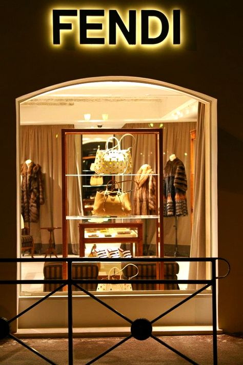 Fendi store in St. Tropez, France ~ Colette La Maison @}-,-;-- Fendi Store, Window Display Design, Design Box, Shop Fronts, Luxe Life, Shop Window Displays, St Tropez, Display Design, Shop Window