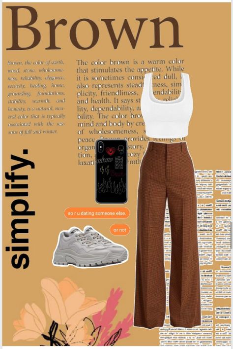 Brown trousers with white top and sneakers. For more outfit ideas. Follow me on combyne:@flavia03 White Shoes Outfit Women, Shoes Outfit Women, White Shoes Outfit, Trousers White, Brown Trousers, Shoes Outfit, Outfit Women, White Shoes, White Top