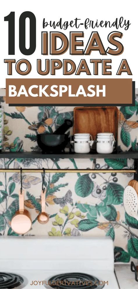 Update your kitchen backsplash without spending a ton of money. Here are 10 ideas to diy a new backsplash on a budget. Whether you want wallpaper, tile or something different, you can do it yourself with on of these easy tutorials. Wallpaper Ideas For Kitchen, Kitchen Without Backsplash, Tile Backsplash Kitchen Ideas, Diy Backsplash Ideas, Popular Backsplash, Painting Tile Backsplash, Kitchen Tile Diy, Easy Kitchen Backsplash, Backsplash Kitchen Ideas