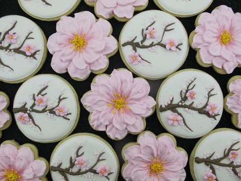 Cherry Blossom Cookies | Etsy Cherry Blossom Cookies, Cherry Blossom Wedding Decor, Japanese Theme Parties, Punxsutawney Pa, Cherry Blossom Wedding Theme, Cherry Blossom Party, Chocolate Sugar Cookie Recipe, Sakura Wedding, Cherry Blossom Cake