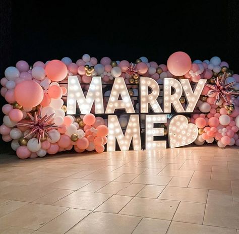 Marry Me Decorations, Balloon Decor Ideas, Wedding Proposal Ideas Engagement, Balloon Proposal, Party City Balloons, It Book, Valentines Balloons, Wedding Proposals, Killing It