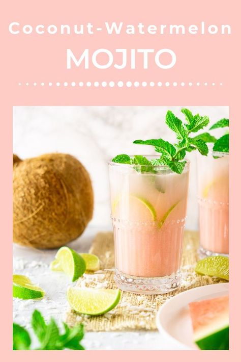 Watermelon Coconut Margarita, Tropical Mojito, Porch Drinks, Coconut Tequila, Coconut Rum Drinks, Strawberry Banana Milkshake, Coconut Vodka, Coconut Mojito, Cream Of Coconut