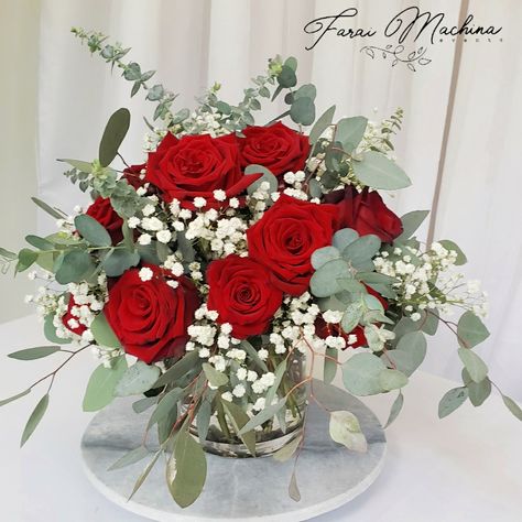 Red Silk Flower Arrangements, Flower Arrangements With Red Roses, Red Roses Vase Arrangement, Red Roses Flower Arrangement Centerpieces, Small Red Flower Arrangements, Valentine’s Day Floral Arrangements Diy, Red Floral Centerpieces For Party, Red Rose Floral Arrangements, Small Valentines Floral Arrangements