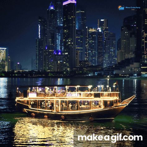 dhow cruise party Dubai , dhow cruise party , new year's eve dinner cruise Dubai , best dhow cruise in marina Dubai Creek, Cruise Party, Magical Night, Twinkling Stars, Make A Gif, Cruise Deals, Romantic Dinner, Dinner For Two, Gif Pictures