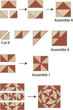 Quilt Block Patterns Free, Quilt Square Patterns, Star Quilt Blocks, Quilt Block Tutorial, Triangle Quilt, Quilt Block Pattern, Patchwork Quilting, Quilting Techniques, Patchwork Patterns