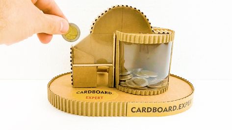 Coin bank or Piggy Bank - cardboard DIY crafts Diy Coin Bank, Piggy Bank Diy, Pig Bank, Mechanical Projects, Cardboard Crafts Diy, Coin Bank, Diy Cardboard, Cardboard Crafts, Marker Art