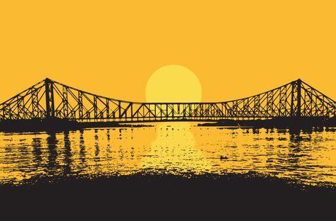 Kolkata Aesthetic Painting, Kolkata Aesthetic Art, Kolkata Theme Painting, Howrah Bridge Illustration, Kolkata Illustration Art, Kolkata Sketch, Kolkata Illustration, Kolkata Poster, Kolkata City Drawing