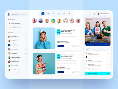 Web And App Design, Social App Design, Social Web, Ui Design Website, Web Ui Design, App Design Inspiration, Template Site, Application Design, Dashboard Design