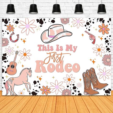 Amazon.com : Fitumiw This is My First Rodeo Backdrop Western Cowgirl Daisy Happy First Birthday Background Party Decorations for Girls Cowgirl 1st Birthday Banner Photo Booth Props (7x5ft) : Electronics Cowgirl Birthday Party Decorations, Rodeo Birthday Parties, Rodeo Party, Rodeo Girls, Birthday Party Backdrop, My First Rodeo, Rodeo Birthday, Cowgirl Birthday Party, 1st Birthday Party Decorations