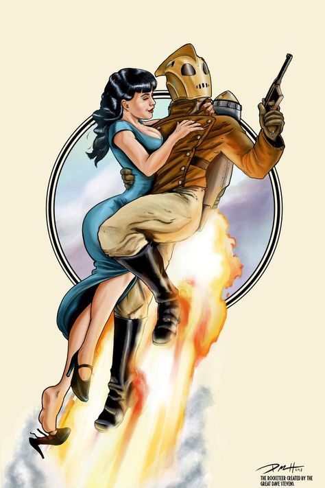 The Rocketeer and Bettie Page Dave Stevens, Diesel Punk, Sucker Punch, Bd Comics, Pulp Art, Graphic Novels, Pin Up Art, Retro Futurism, Comic Book Characters