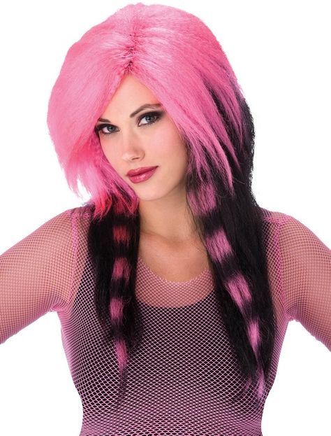 Pink Wig-07 Raccoon Tail Hair Dye, Raccoon Hair Dye, Raccoon Makeup, Racoon Tail Hair, Raccoon Tail Hair, Pink Raccoon, Good Wigs, Colored Hair Ideas, Halloween Raccoon