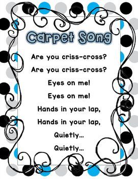 I teach Kindergarten and we sing songs all day! I sing this song as well transition to "carpet" or "circle" time. My kiddos need a poster to reference it and I use this to teach the song. There are 2 different versions (in the preview) one with no pictures and larger font and one with pictures.Please leave feedback if you are downloading!If you have any suggestions, or would like to edit it please feel free to ask or e-mail me at chacker@sixmilecharter.orgThank you for your support! Carpet Song, Transition Songs, Circle Time Songs, Kindergarten Songs, Classroom Songs, Circle Time Activities, Preschool Circle Time, School Songs, Preschool Music