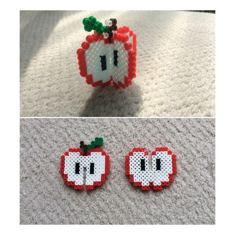 Perler beads red 3-D apple 3d Pyssla Ideas, How To Make 3d Perler Beads, Apple Perler Bead Patterns, Peeler Beads 3d, Red Perler Bead Patterns, Apple Perler Beads, Perler Bead Patterns Mushroom, Aesthetic Perler Bead Patterns, Perler Bead 3d Patterns