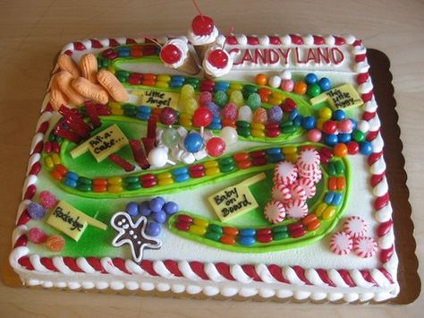 Candyland Sheet Cake...I want to take sheet cakes to the next level, like this one:-) Candyland Birthday Cake, Candyland Cake, Candy Land Birthday Party, Pastel Cupcakes, Candyland Birthday, Candyland Party, A Birthday Cake, Crazy Cakes, Fancy Cakes