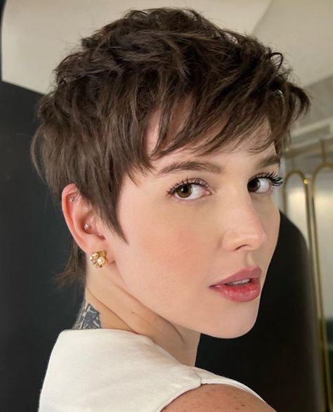 Asymmetrical Pixie Fade, Short Textured Pixie Cut, Soft Pixie Haircut, Thick Pixie Cut, Choppy Pixie, Layered Pixie Haircuts, Layered Pixie Cut, Brunette Pixie, Choppy Pixie Cut