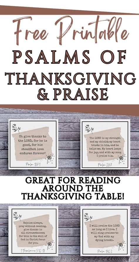 Looking for Thankful Bible verses? These Psalms of Thanksgiving are free Scripture cards that you can give out or read around the Thanksgiving table. These Thanksgiving Scriptures remind us how grateful we should be and focus our gratitude on the Lord. You’ll find 25 Thanksgiving Bible verses on easy-to-read printable cards. This free printable keeps our eyes on all we need to be thankful for! Psalms Of Thanksgiving, Free Thankful Printables, Thanksgiving Bible Verses Printables, Thanksgiving Scriptures, Thankful Scripture, Thankful Bible Verses, Thanksgiving Verses, Psalm Of Thanksgiving, Bible Verse Cards Printable