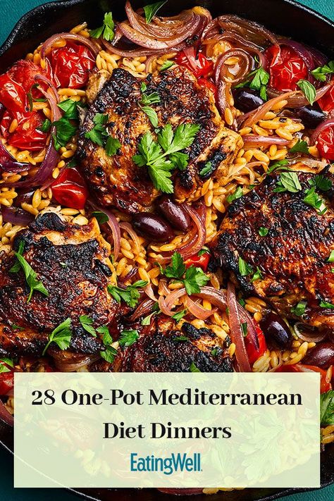 Mediterranean Diet Recipes Dinners Slow Cooker Greek Chicken, One Pot Mediterranean Chicken, Mediterranean Stew Crock Pot, Mediterranean Chicken Soup Recipe, One Pan Mediterranean Chicken, Instapot Mediterranean Recipes, Mediterranean Dutch Oven Recipes, Mediterranean Skillet Recipes, Mediterranean One Pot Meals