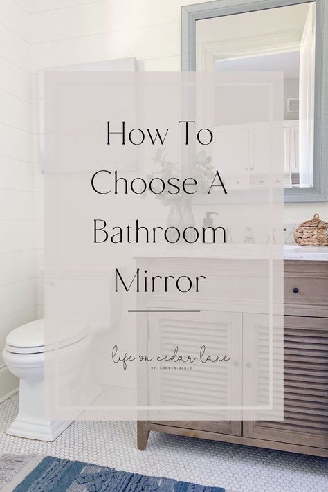 Modern Small Bathroom Design Ideas, Modern Bathroom Tiles, Life On Cedar Lane, Master Bath Mirror, White Vanity Mirror, Mirror And Sconces, Small Bathroom Mirrors, Small Bathroom Design Ideas, Modern Small Bathroom