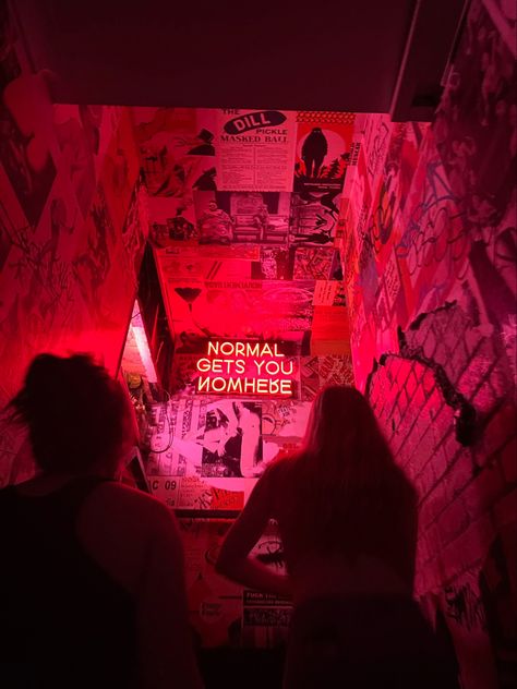 Normal Gets You Nowhere, Queer Bar Aesthetic, Rooftop Bar Photoshoot, Gay Bar Aesthetic, Mania Aesthetic, Club Neon Sign, Club Interior, Bar Aesthetic, Neon Signage