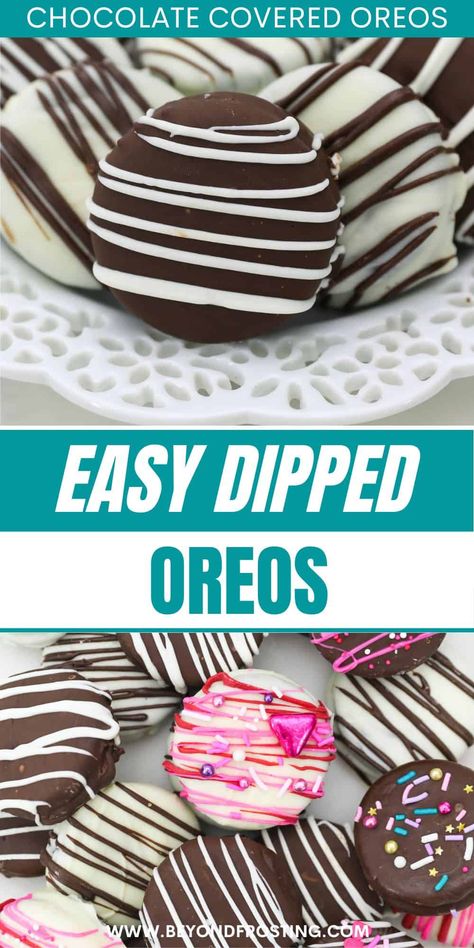 Turn regular old Oreo cookies into an indulgent late-night treat with these Chocolate Covered Oreos! They're so easy to make in under 15 minutes. Oreo Cookie Chocolate Covered, Oreo Covered Cookies, Oreos Dipped In White Chocolate, Decorating Chocolate Covered Oreos, Chocolate Covered Oreos Ideas, Chocolate Covered Oreo Designs, Oreo Dipped In Chocolate, Choc Covered Oreos, National Oreo Day