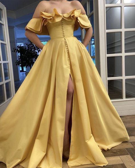 la femme dans l’art on Twitter: "Teuta Matoshi… " Teuta Matoshi, Yellow Gown, Prom Dresses Yellow, Prom Dresses With Pockets, Satin Evening Dresses, A Line Prom Dresses, فستان سهرة, Mode Inspo, Long Prom Dress