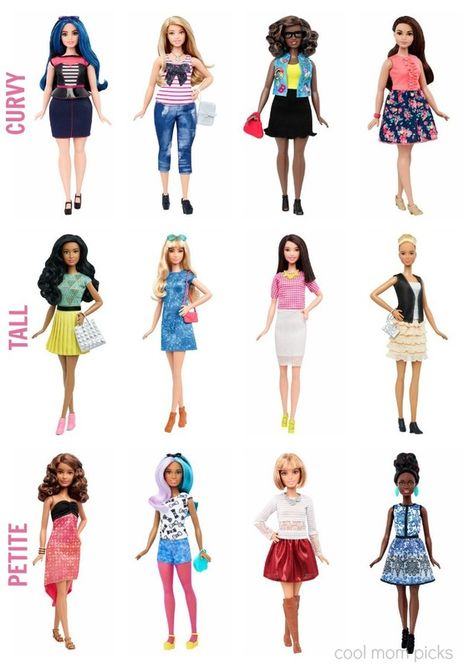 The new Barbie Fashionista line featuring dolls with curvy, tall and petite body types, with the wardrobe to match. Would you buy them? Petite Body Types, New Barbie Dolls, New Barbie, Barbie Fashionista Dolls, Curvy Petite Fashion, Curvy Barbie, Doll Barbie, Im A Barbie Girl, Cool Mom