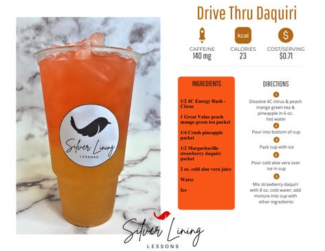 Drive Thru Daiquiri – Silver Lining Lessons Diy Tea Blends, Diy Teas, Homemade Teas, Silver Lining Lessons, Boosted Tea, Herbalife Teas, Mango Green Tea, Tea Blends Recipes, Teas Recipes