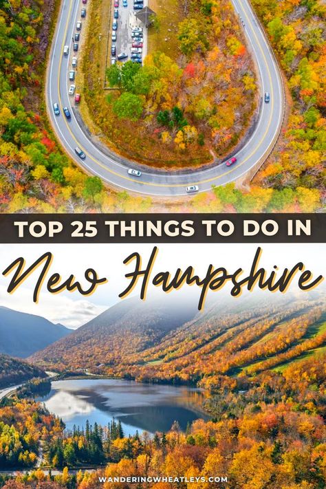 Are you planning a New Hampshire vacation? Discover the 25 best things to do in New Hampshire including top attractions in New Hampshire like Mount Washington. I what to do in New Hampshire I places to go in New Hampshire I USA travel I New Hampshire attractions I activities in New Hampshire I things to do in New England I hiking in New Hampshire I scenic drives in New Hampshire l day trips in New Hampshire I New Hampshire road trips I road trips in New Hampshire I #NewHampshire #USA #NewEngland New Hampshire Road Trip Fall, Fall Foliage New Hampshire, New Hampshire October, Fall Northeast Roadtrip, Must See Places In New Hampshire, Conway New Hampshire Fall, Things To Do In Manchester New Hampshire, Fall New Hampshire, Echo Lake New Hampshire