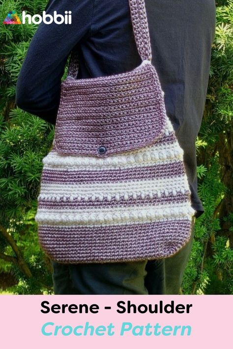 Serene - Shoulder Bag, Crochet Pattern Shoulder Bag Crochet, Purse Patterns Free, Bag Crochet Pattern, Modern Womens Fashion, Crossover Bags, Crochet Purse Patterns, Purse Patterns, Bag Crochet, Crochet Purses