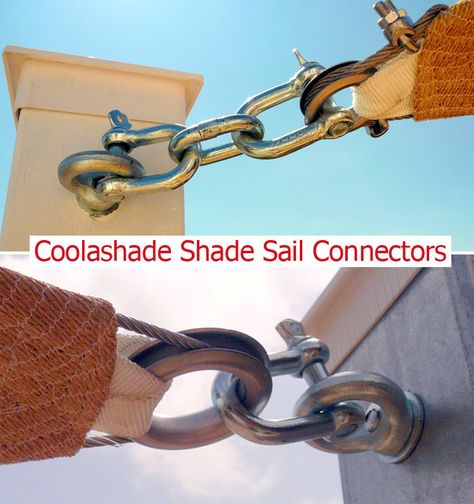 Coolashade Shade Sail Connectors Garden Sail, Shade Sail Installation, Deck Shade, Backyard Shade, Shade Sails, Metal Pergola, Diy Shades, Sun Sail Shade, Patio Shade