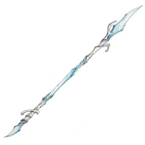 Ice Spear Fantasy, Genshin Spear Design, Ice Staff Fantasy Art, Anime Spear, Spear Drawing, Polearm Designs, Spear Ideas, Fantasy Spear, Ice Staff