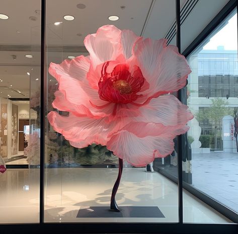 Giant Organza Flowers, Giant Flower Wedding, Giant Flowers Wedding, Big Floral Installations, Organza Giant Flower, Giant Flowers Diy, Flowers In The Attic, Ganpati Decoration Design, Flower Sculpture